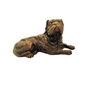 Dog Figurine Large Old Vintage Casted Brass Pug Statue Classic Decor